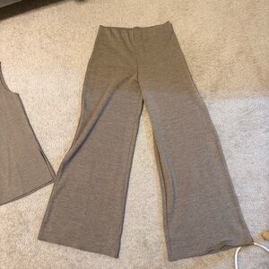 Zara Knit Flared Pants in Taupe
